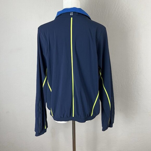 Sweaty Betty Zero Gravity Run Quarter Zip Blue Long Sleeve Jacket Size Medium - Picture 5 of 11